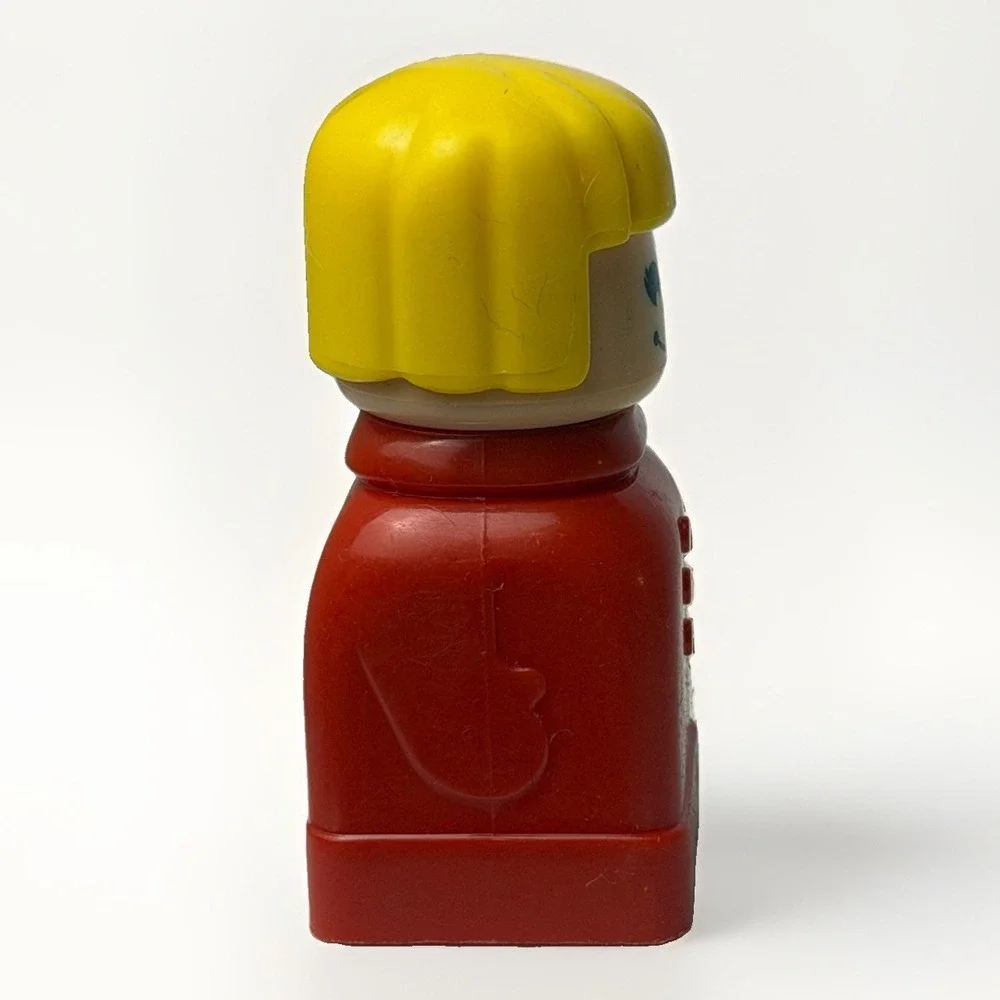 Mega Bloks Lady Girl Figure Blonde Hair Red body block Plastic Toy Vintage